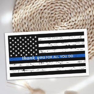 Police Officer Thin Blue Line Flag Thank You Business Card