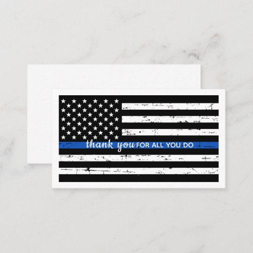 Police Officer Thin Blue Line Flag Thank You Business Card | Zazzle