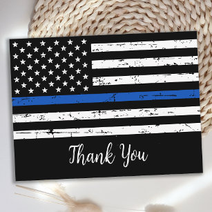 Police Officer Thin Blue Line Flag Thank You Postcard
