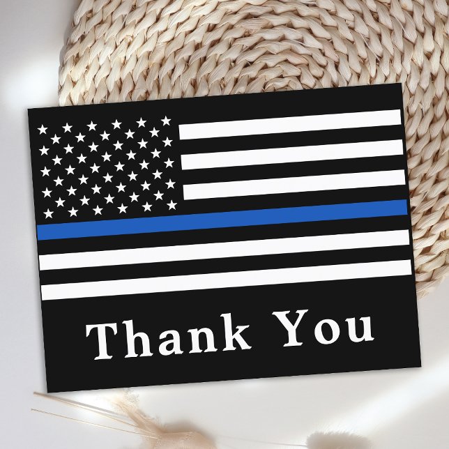 Police Officer Thin Blue Line Flag Thank You Postcard (Creator Uploaded)