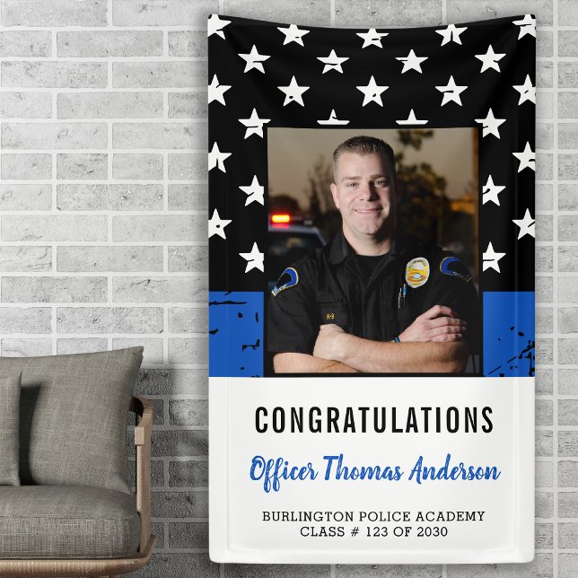 Police Officer Thin Blue Line Graduation Party Banner (Creator Uploaded)