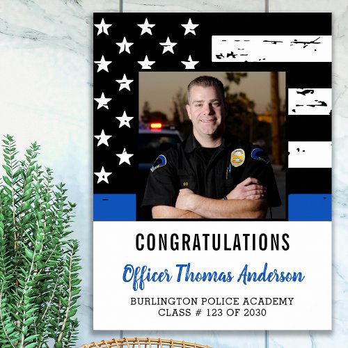 Police Officer Thin Blue Line Graduation Party Poster