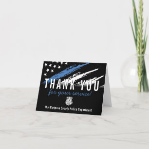 Police Officer Thin Blue Line Law Enforcement Letterpress Thank You Card