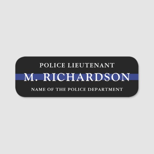 Police Officer Thin Blue Line Police Department Name Tag