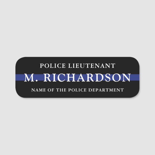 Police Officer Thin Blue Line Police Department Name Tag (Front)