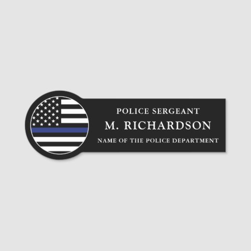 Police Officer Thin Blue Line Police Department Name Tag