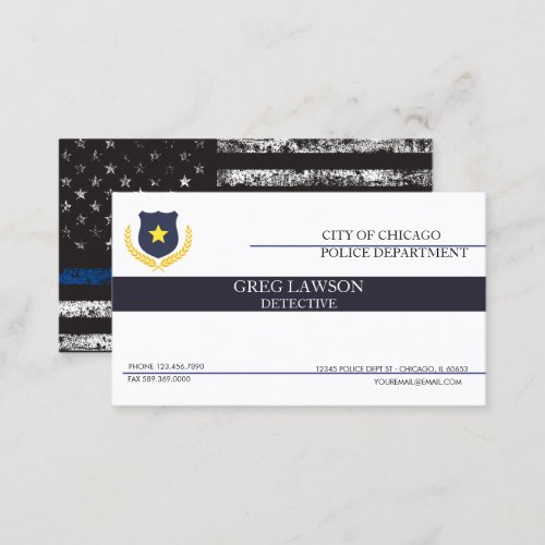 Police Officer  Thin Blue Line Police Flag Business Card