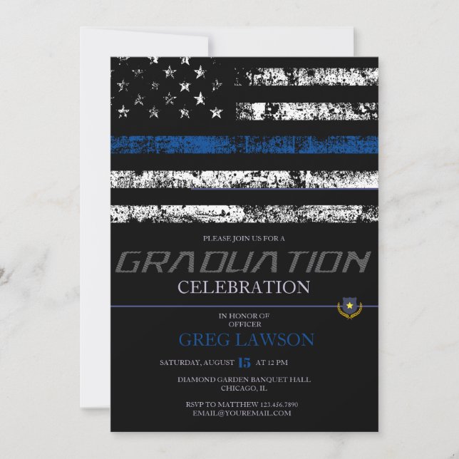Police Officer | Thin Blue Line Police Graduation Invitation (Front)