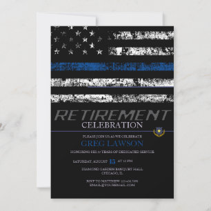 Police Officer   Thin Blue Line Police Retirement Invitation
