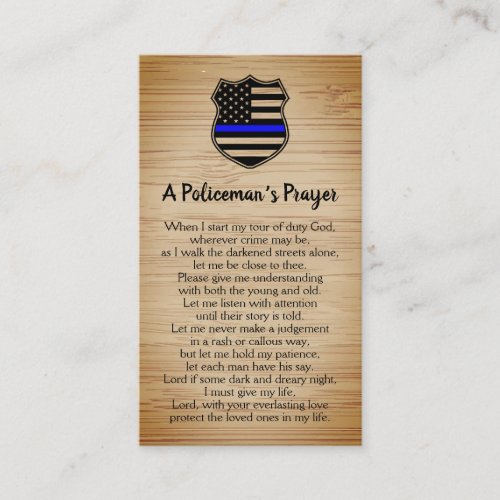 Police Officer Thin Blue Line Policemans Prayer Business Card