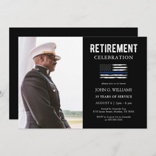 Police Officer Thin Blue Line Retirement Invitation