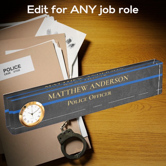 Police Officer Thin Blue Line Sergeant Clock  Desk Name Plate (Creator Uploaded)