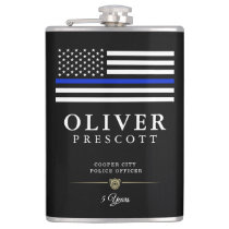 Police Officer | Thin Blue Line Themed Black Flask Police Officer | Thin Blue Line Themed Black Flask