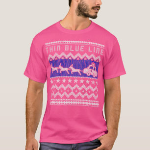 Police Officer Thin Blue Line Ugly Christmas Sweat T-Shirt