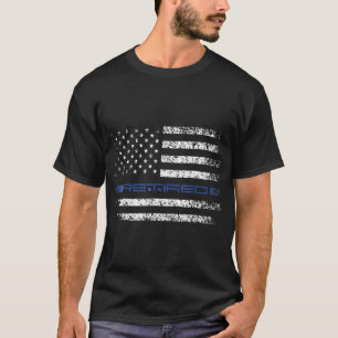 Police Officer Thin RETIRED Blue Line American T-Shirt