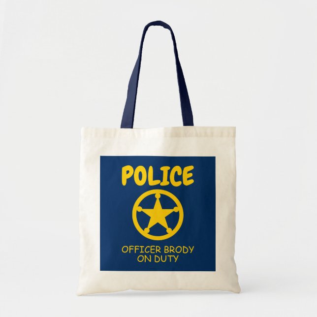Police officer tote bag for kid's Birthday party (Front)