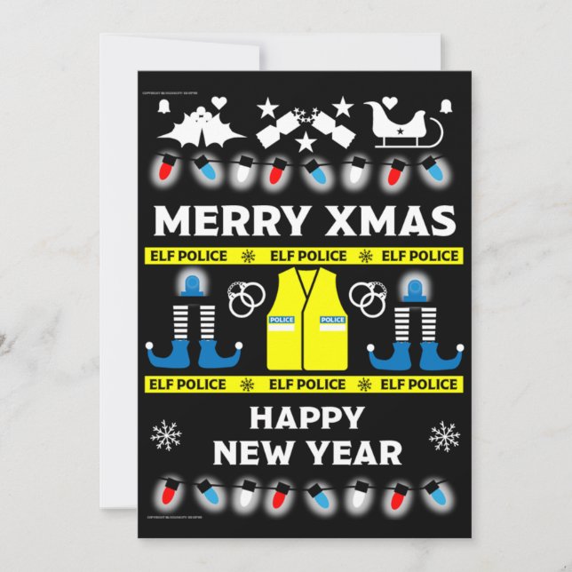 Police officer ugly xmas sweater   holiday card (Front)