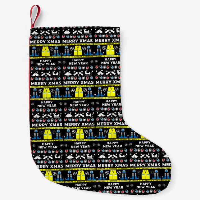 Police officer ugly xmas sweater  small christmas stocking (Front)