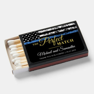 Police Officer Wedding Blue Line Law Enforcement Matchboxes