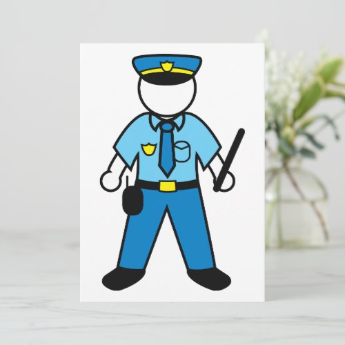 Police Officer With A Baton Invitation