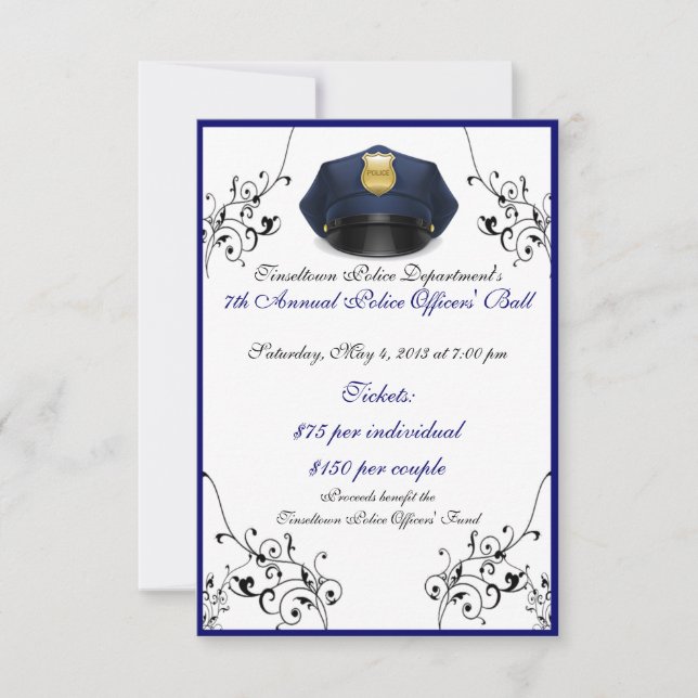 Police Officers' Ball Custom Front/Back RSVP Cards (Front)