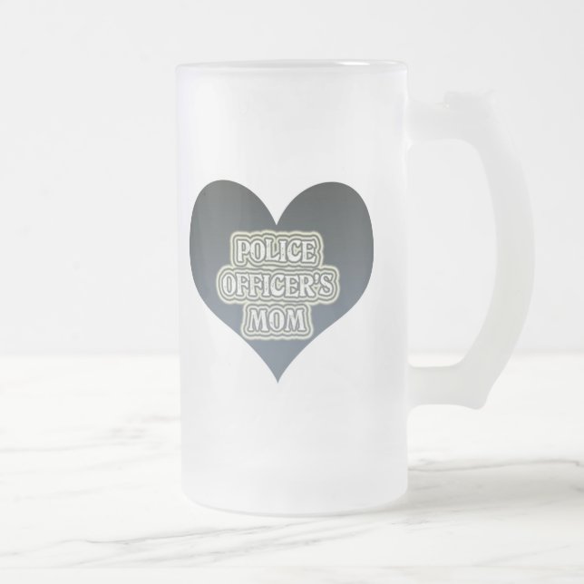 Police Officer's Mom Frosted Glass Beer Mug (Right)