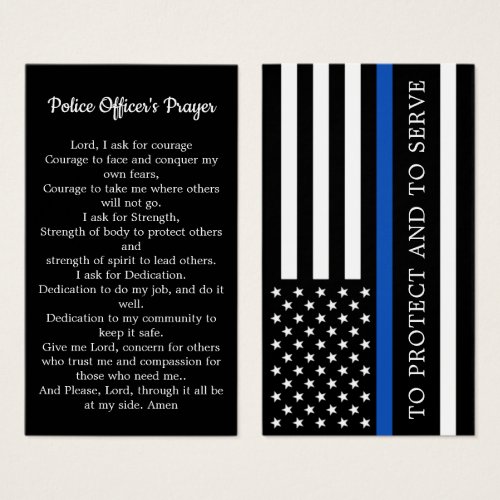 Police Officers Prayer Card Poem Thin Blue Line