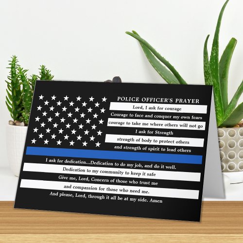 Police Officers Prayer Law Enforcement Blue Line Thank You Card