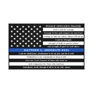 Police Officers Prayer Personalized Thin Blue Line Canvas Print