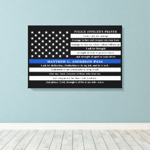 Police Officers Prayer Personalized Thin Blue Line Canvas Print