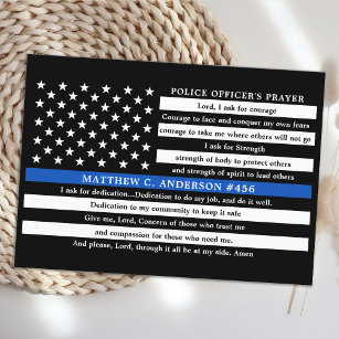 Police Officers Prayer Personalized Thin Blue Line Thank You Card
