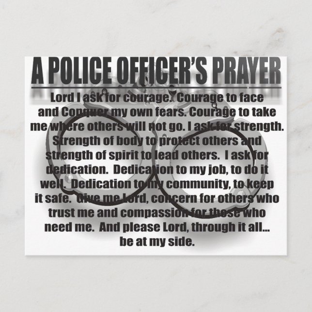 POLICE OFFICERS PRAYER POSTCARD (Front)