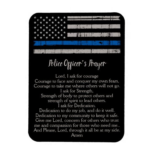 Police Officers Prayer Thin Blue Line Magnet