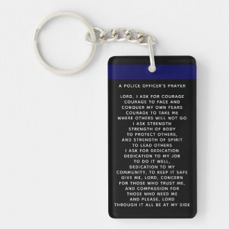 Police Officers Prayer Thin Blue Line Personalized Keychain