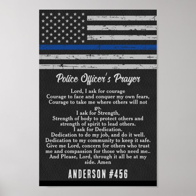 Police Officers Prayer Thin Blue Line Poster (Front)