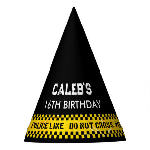 Police Party decor with Do not cross yellow tapes Party Hat