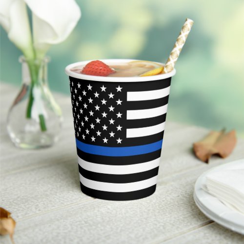 Police Party Law Enforcement Thin Blue Line Paper Cups