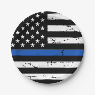 Police Party Law Enforcement Thin Blue Line Paper Plates