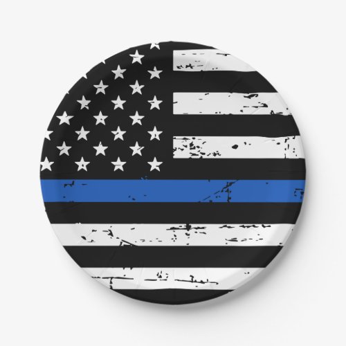 Police Party Law Enforcement Thin Blue Line Paper Plates