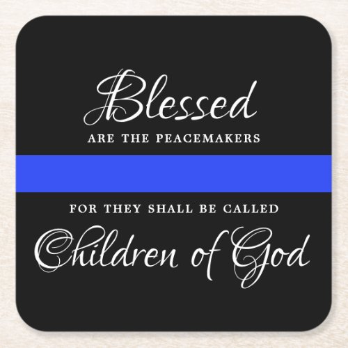 Police Party Law Enforcement Thin Blue Line Square Paper Coaster