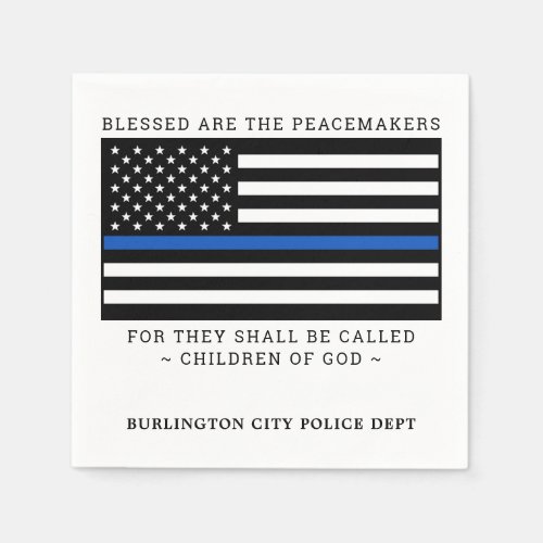 Police Party Personalized Thin Blue Line Napkins