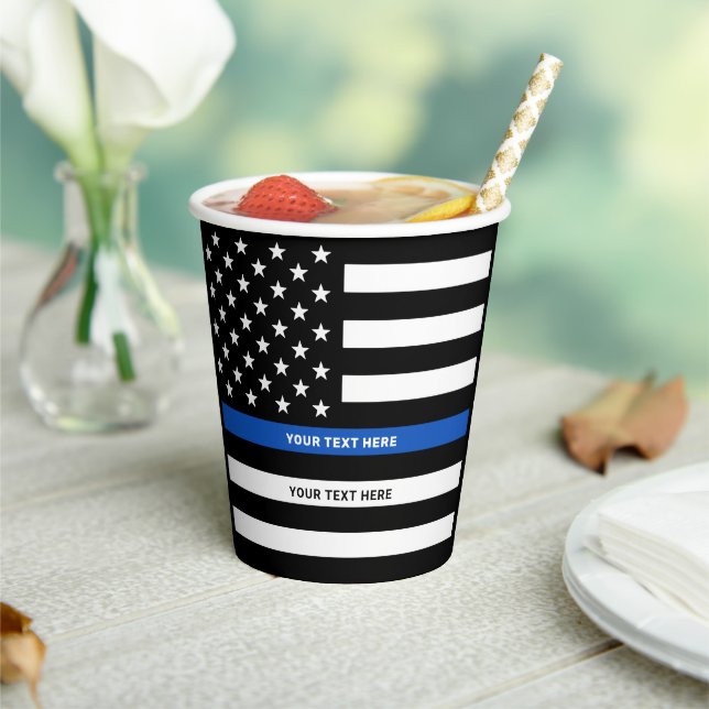 Police Party Personalized Thin Blue Line Paper Cups (Insitu)