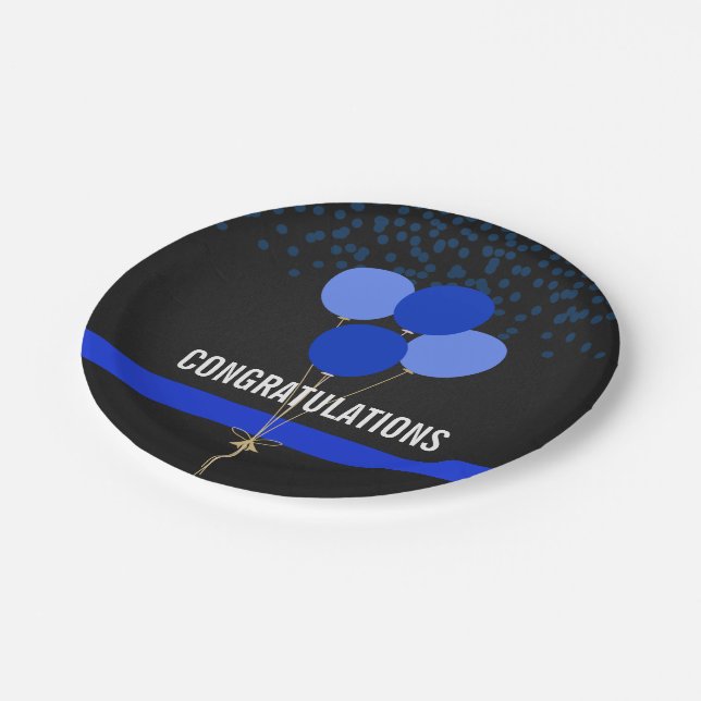 Police Party Themed Congratulations Paper Plates (Angled)