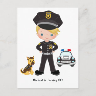Police Party themed Invitation Postcard