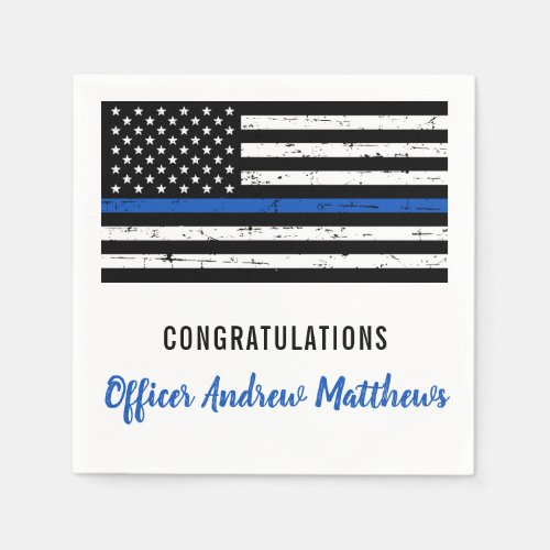 Police Party Thin Blue Line Congratulations Napkins