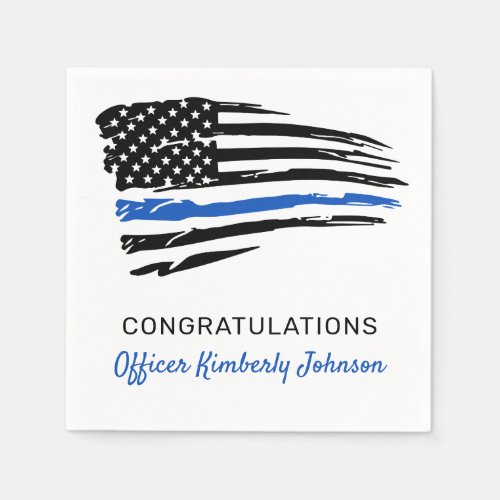 Police Party Thin Blue Line Flag Congratulations Napkins