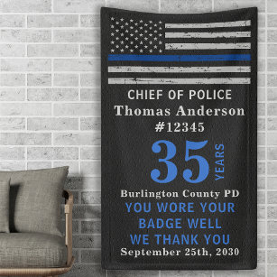 Police Party Thin Blue Line Flag Retirement Banner