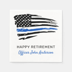 Police Party Thin Blue Line Flag Retirement Napkins