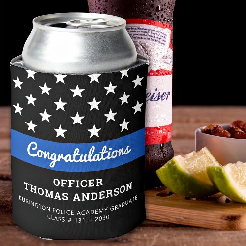 Police Party Thin Blue Line Graduation Can Cooler