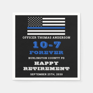 Police Party Thin Blue Line Happy Retirement Napkins